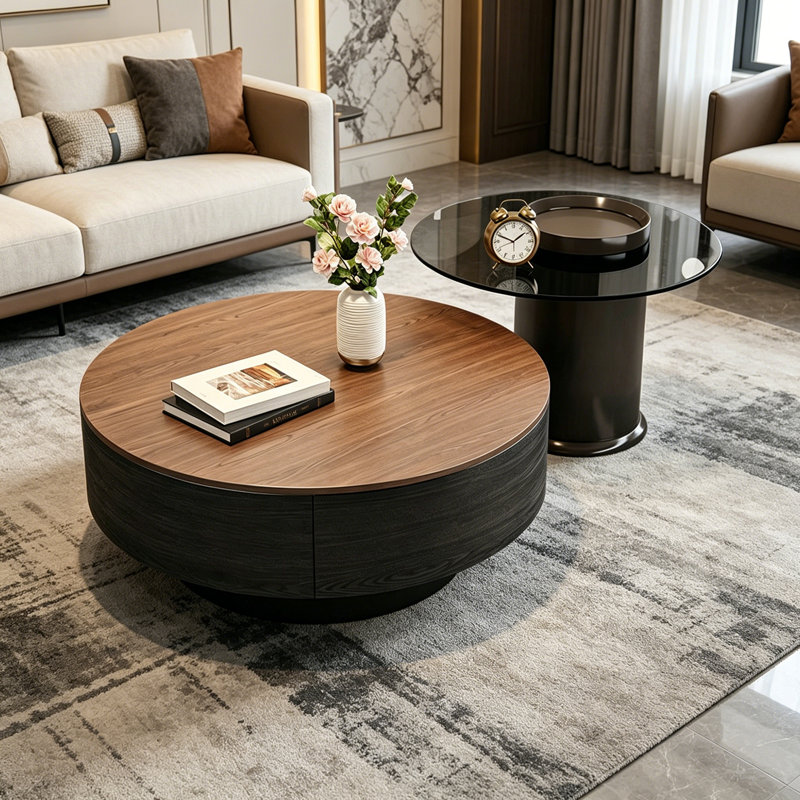 Table basse French French Luxury Luxury, 13" H x 27.55" L x 27.55" W, Gray/Brown/Black
