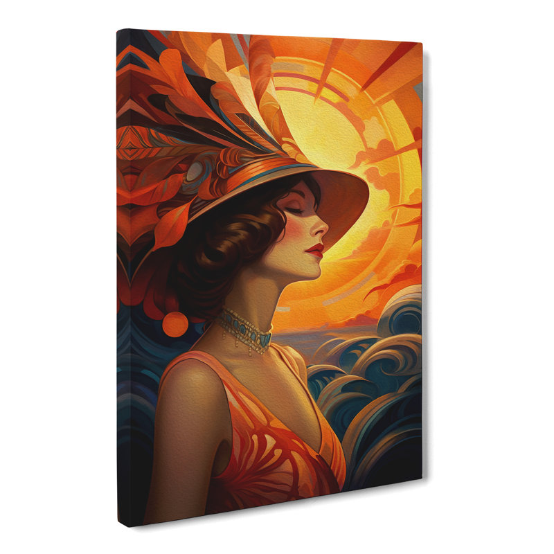 Art Deco Sunset Realism - Wrapped Canvas, 50cm H x 35cm W x 3cm D