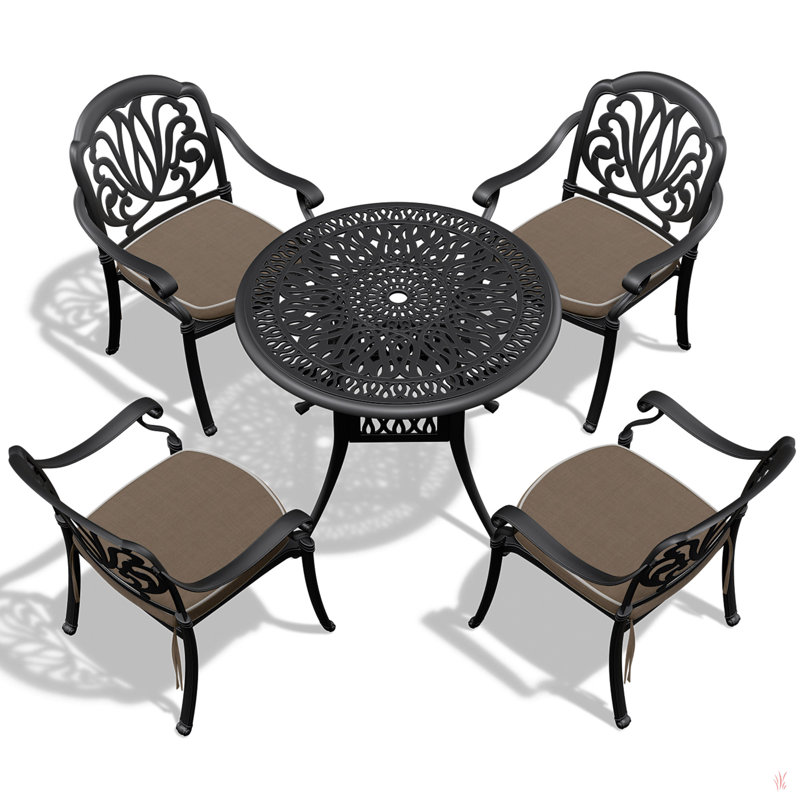 (Coussins de couleurs aléatoires) Ensemble de meubles de patio en aluminium coulé avec coussins