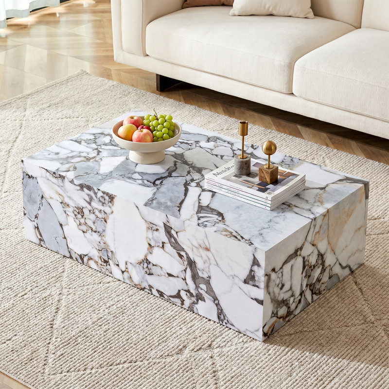 Coffee Table, Black/White, Marble