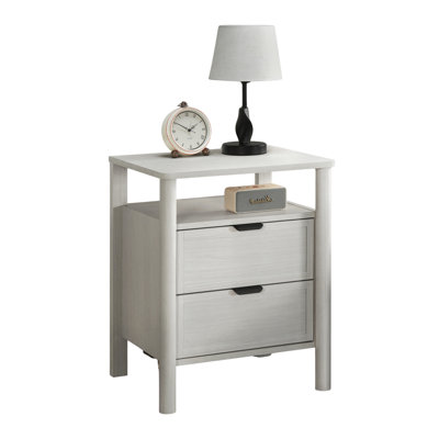 Navis 2 Drawer Nightstand, Bedside Table with Storage Drawers, Night Stand for Bedroom, End Table or Side Table for Living Room, 15.6" D x 18.9" W x 24" H