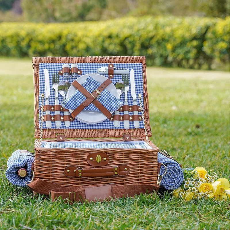 Panier de pique-nique isolé pour 4 personnes, Bleu