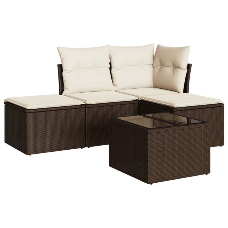 Ensemble de canapé de jardin Vidaxl, Blanc, crème, Brun