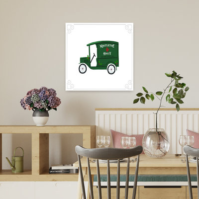 Mistletoe Holly Vintage Delivery Truck Vintage Art