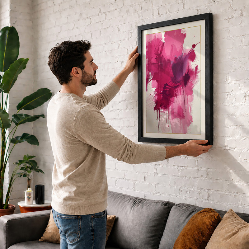 Magenta Bloom Abstract - Print, A1 - 84.1 x 59.4 cm, Black