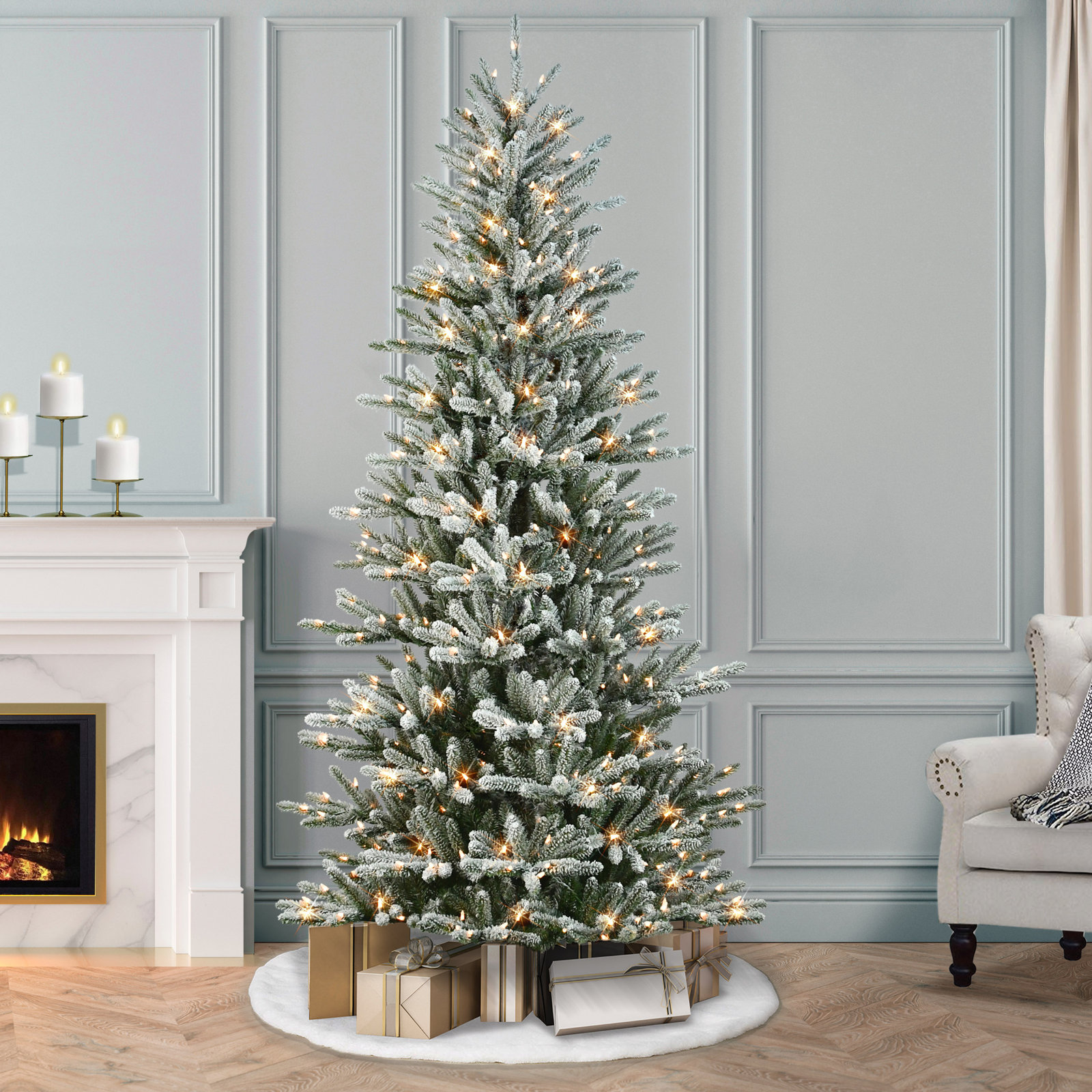 Lighted Artificial Spruce Christmas Tree