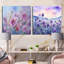 Mauve chardon et roses - ensemble de 2 collages carrés-1026688068-1026688079