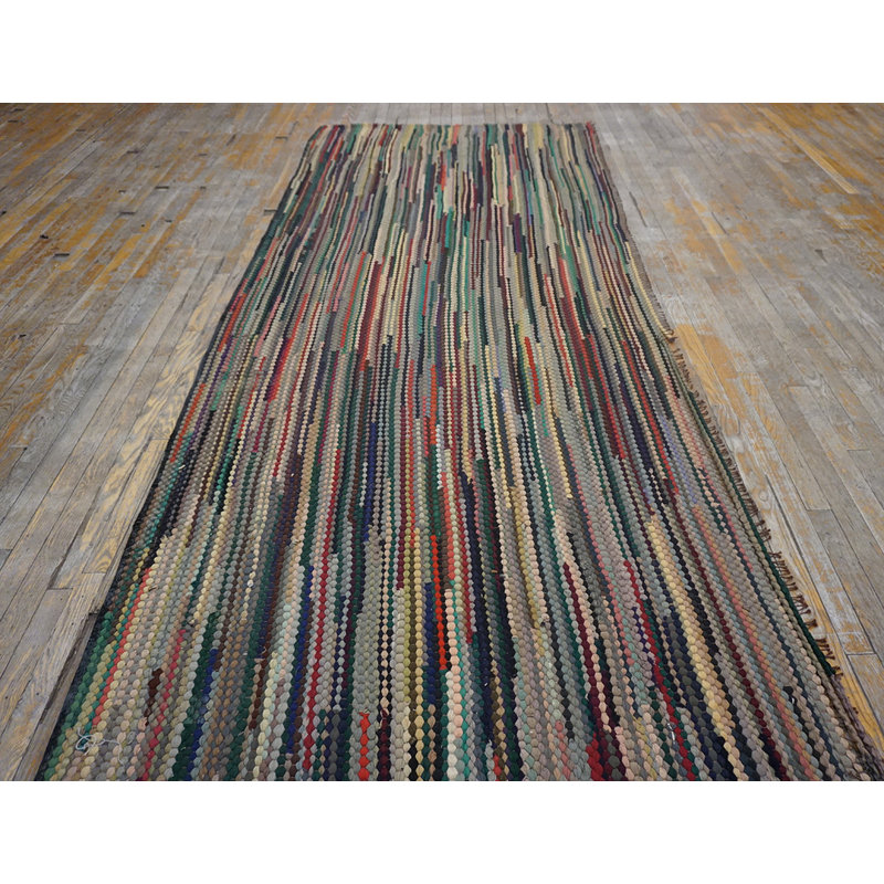 Allover Geometric 1930s Antique Hand Knotted Pile Multicolor Jewel Tones Wool American Usa Rug