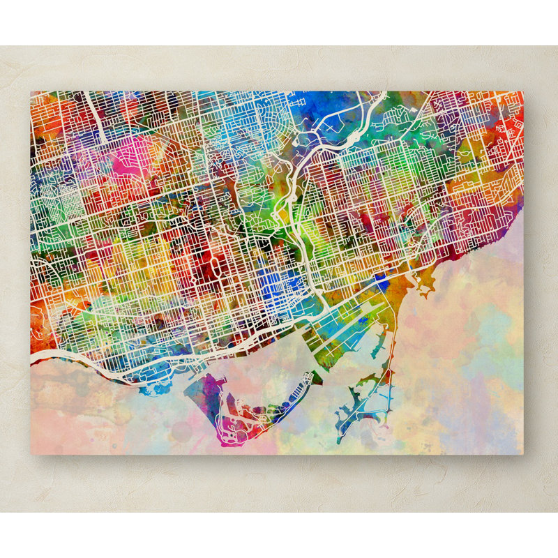 « toronto street map », impression sur toile tendue, H 14 po x l 19 po x P 2 po