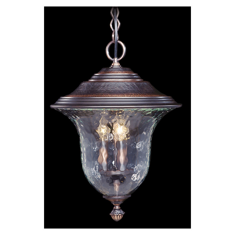 Lanterne suspendue d'extérieur à 3 ampoules Vogel, 18 po x 13,5 po x 54 po, Bronze Sienne