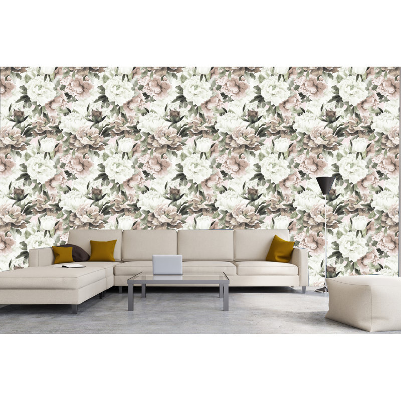 Rouleau de papier peint adhésif aquarelle roses L 10 pi x l 24 po Nicol