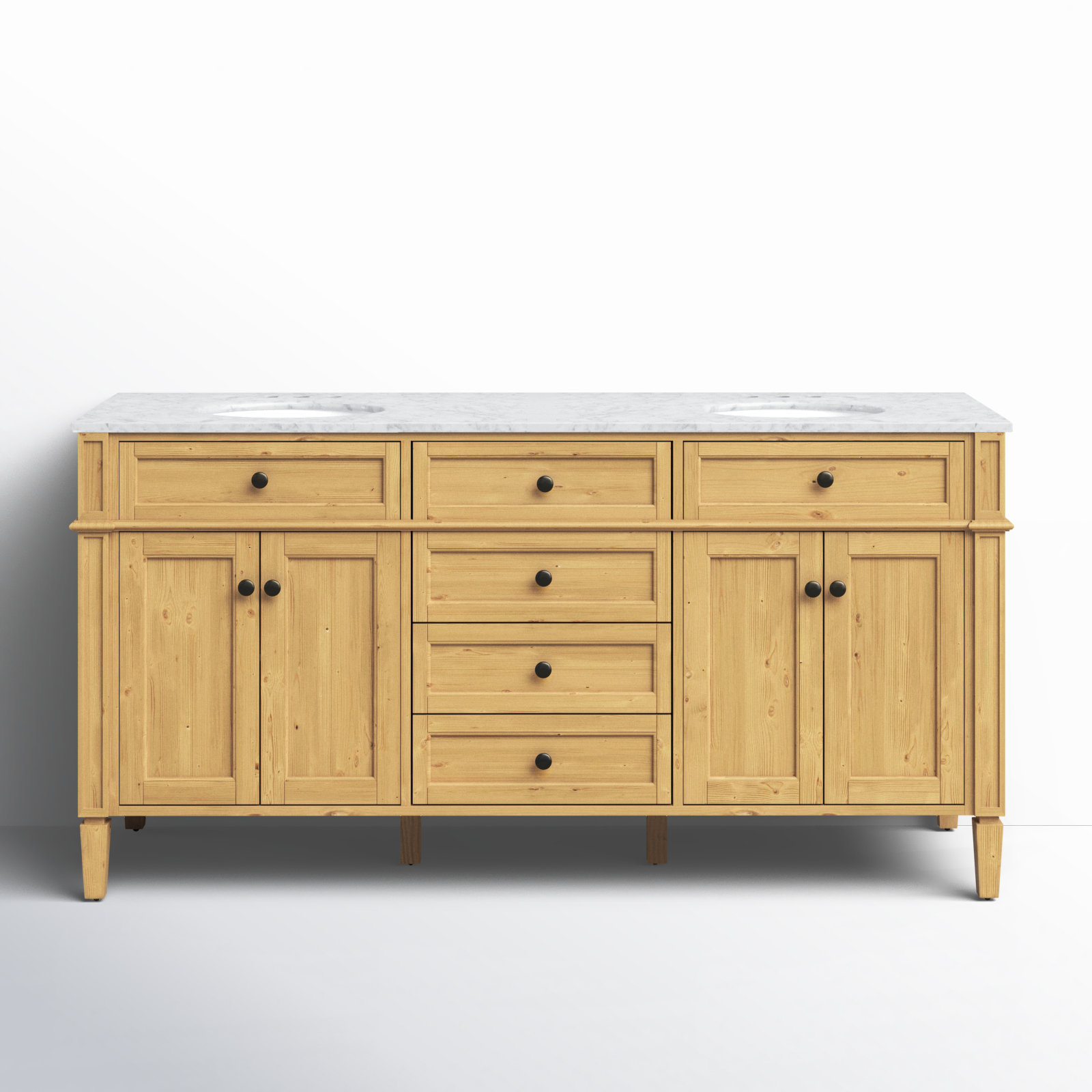 Rivers 72'' Double Bathroom Vanity, Natural Wood