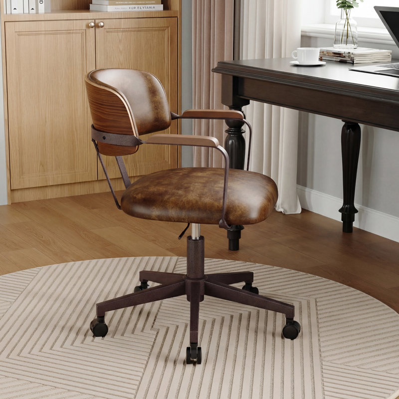 Chaise de bureau Mid-Century, Brun