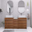 Meuble-lavabo double 58,89 po avec plateau en céramique Irmhild