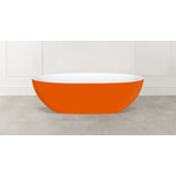 Barcelona 71" x 34" Freestanding Soaking Bathtub in Volcanic Limestone with Overflow Hole