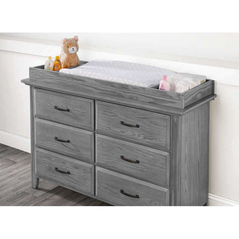 Commode à langer en bois manufacturé à 6 tiroirs Kenilworth, Gris graphite
