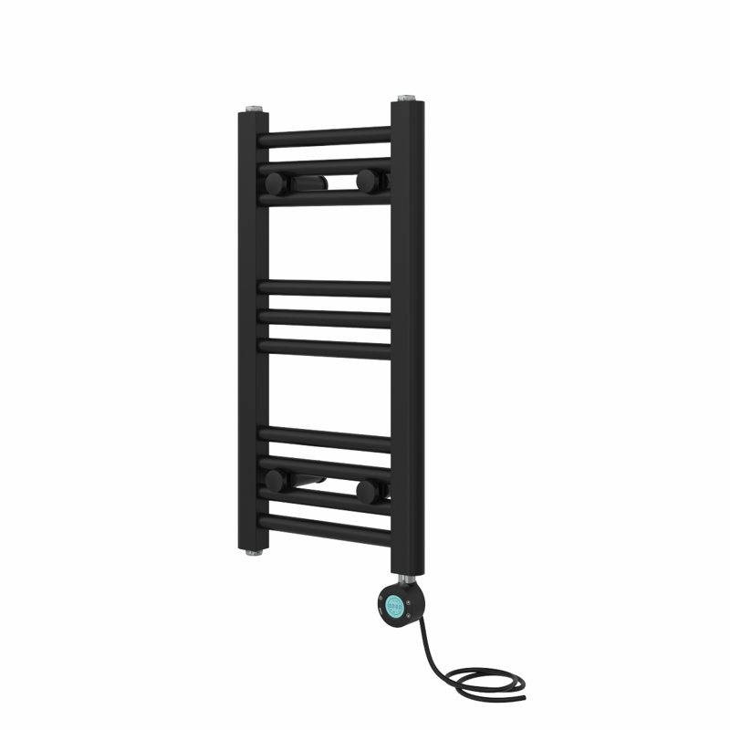 Dalayssa Straight Towel Rail Heated Towel Rails, Black, 60cm H x 30cm W x 3cm D