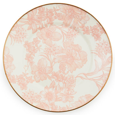 10 Inch Enamel Dinner Plate, Decorative Dinnerware Plate, (Rosy)