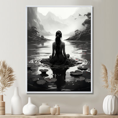 Meditation Yoga Meditative woman in lotus pose 1 - Meditation Wall Art For Living Room
