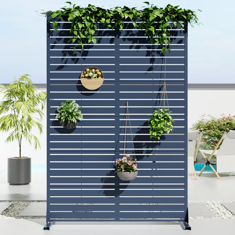 Metal Privacy Screen Fence Panel, Blue