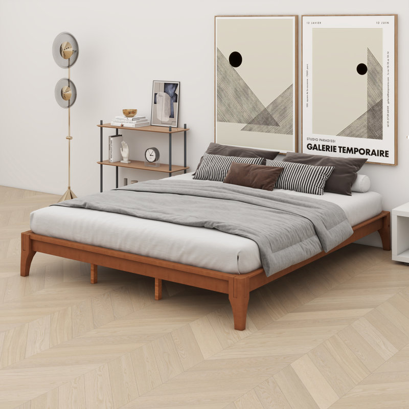 Bamboo Wood Platform Bed Frame, Brown