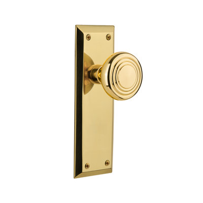 Deco Interior Mortise Door Knob with New York Long Plate