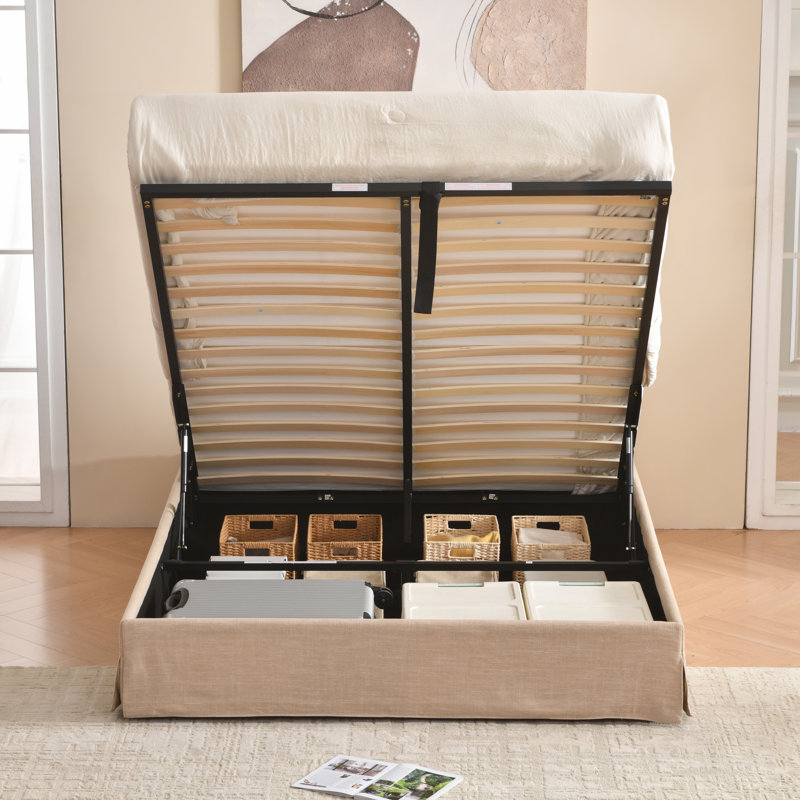 Lit escamotable avec rangement Morghen, Grand lit, Beige