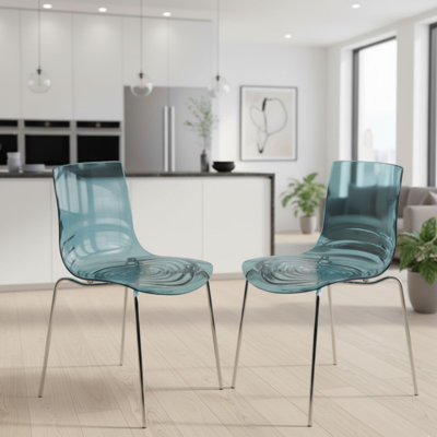 Minelli Dining Side Chair with Water Ripple Design and Chrome Legs