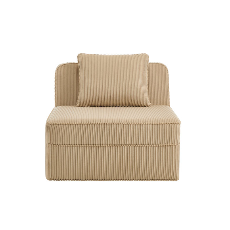 Canapé sans accoudoirs avec coussin Velours côtelé Martha, Chameau