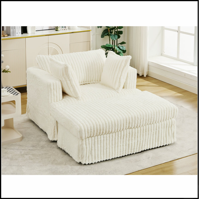 Chaise longue en velours côtelé surdimensionnée confortable avec repose-pieds pour une détente et un style ultimes