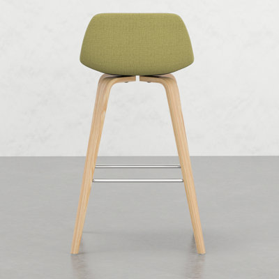 Tabouret 2 - Style rétro avec siège, fabrication en contreplaqué, placage en bois naturel, repose-pieds pour tabourets de comptoir Mid-Century fonctionnels, détails du cadre