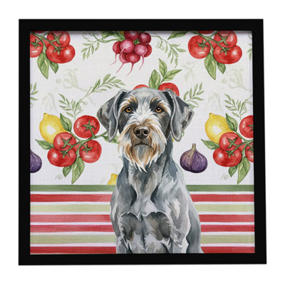 Steel Gray Wirehaired Pointing Griffon Vegetables Framed Metal Print