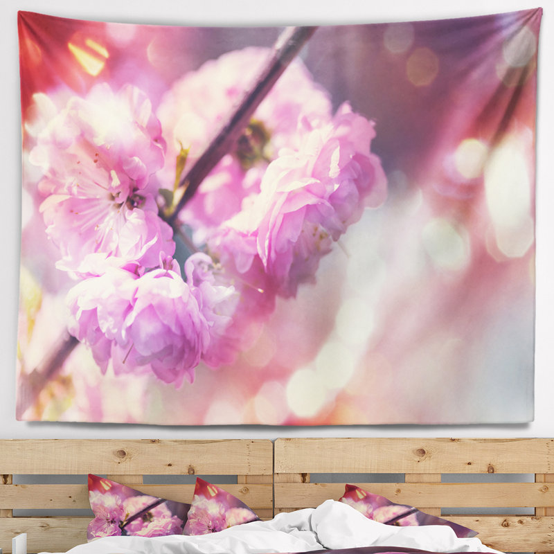 Tapisserie fleurs d’arbre floral magnifique, H 68 po x l 80 po
