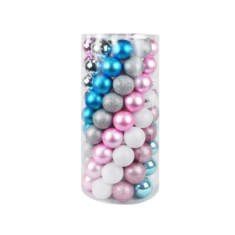 Ensemble d'ornement boule incassable 100 pièces, Bleu / blanc / mauve