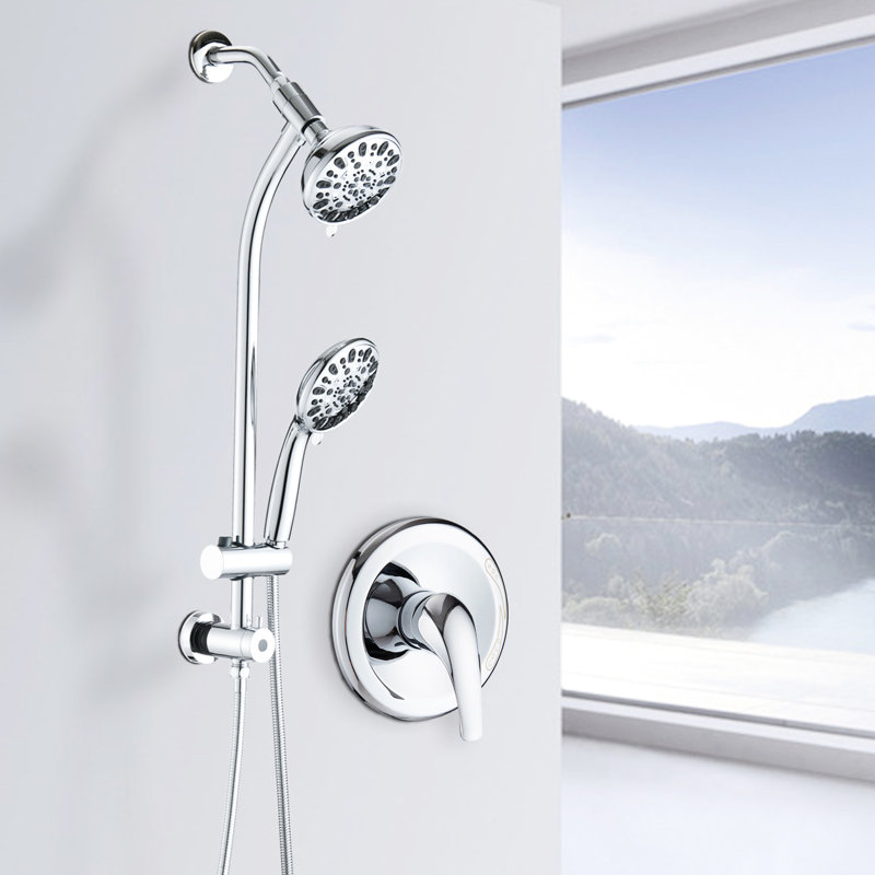 7-Setting Shower - Stainless Steel Slide Bar, 5" Abs Head, 1.8 Gpm, Dual , Wall Mounted 26 Head Spa 7 Spray Patterns, Showerhead, Mounted, Finish