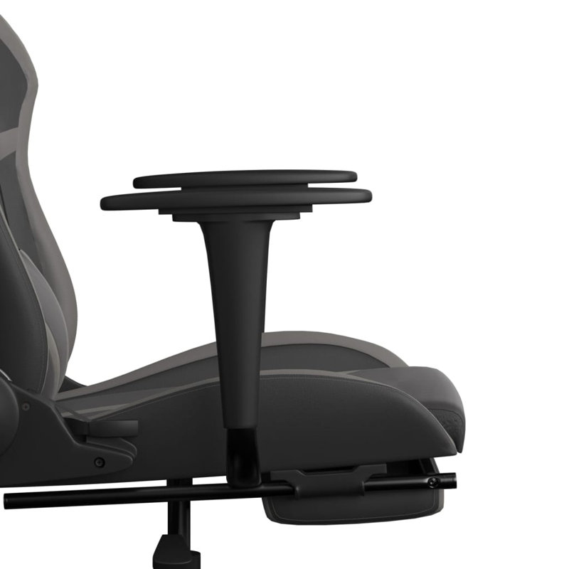 Massage Gaming Chair with Footrest Faux Leather, Black/Gray