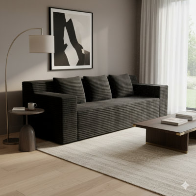 71" 3-Seater Sofa, Corduroy Fabric Deep Seat Couches, Loveseat Sofa, No Assembly Needed