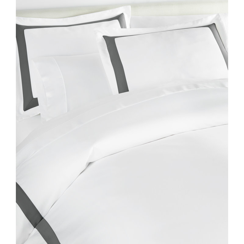 Housse de couette 100% satin de coton Soprano, Couette grand, Blanc / bleu