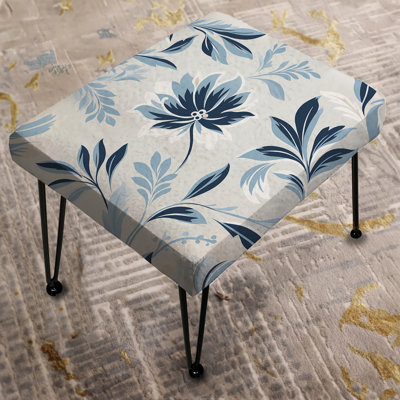 Serene Monotones - Floral Rectangle Ottoman