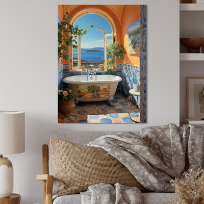 «Blue Italian Bath Serenity II», art mural en métal pour salle de bain