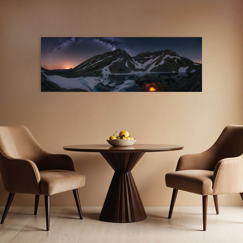 «Milky Way Mountain Camp Serene Abstract Contemporary Mountain», art mural, H 16 po x l 48 po