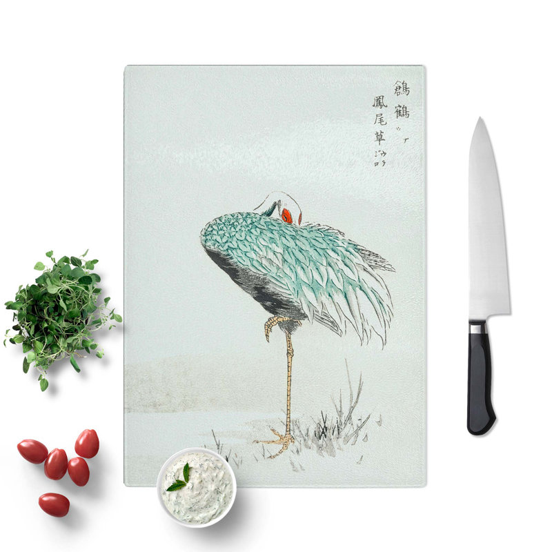 Tempered Glass Crane Chopping Board, 28.5 cm W x 39 cm L
