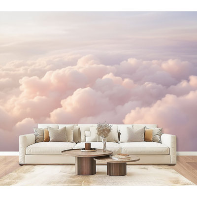 Peel and Stick Wallpaper Soft Pink Dreamy Atmosphere Summer Decor dreamy Cloud Wall Murals 69"H x 96"W Removable PVC Wall Paper Self-Adhesive Wall Decor for Bedroom Living Room Home Office