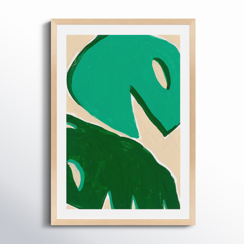 Fronds Print by Andrea Stokes, Maple Framed, 38" H x 26.5" W x 1.25" D