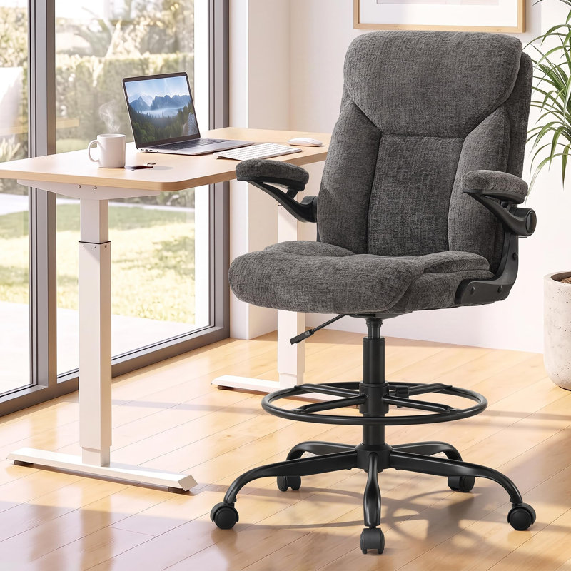 Rebrilliant Fabric Drafting Chair, Gray