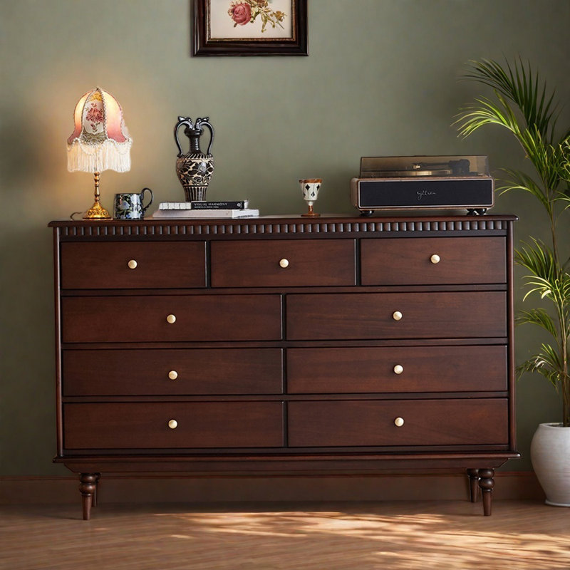 Retro Simple Nine Drawers Solid Wood Sideboard