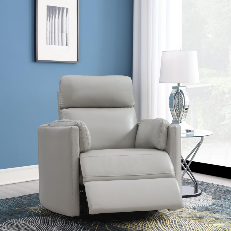 Fauteuil inclinable oscillant Sagen avec pivot, cuir gris