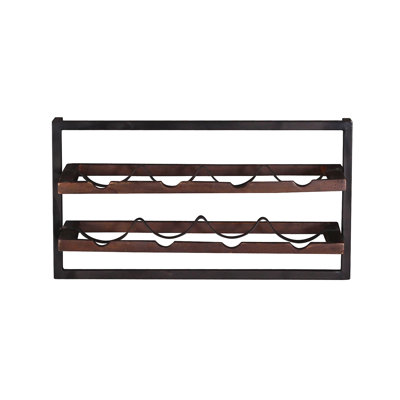 Rivero 8 Bottle Solid Wood Wall Mounted Wine Bottle Rack in Brown