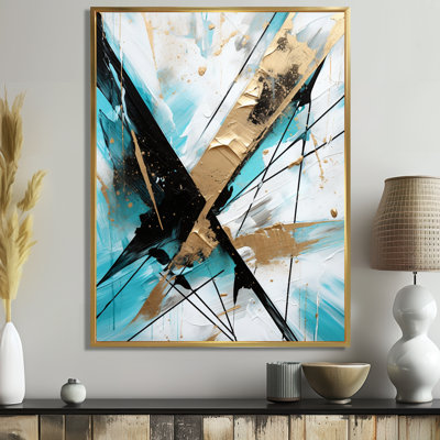 Dimensions diagonales or noir - art abstrait mural