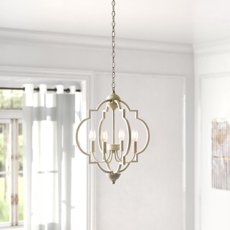 Lustre géométrique à intensité variable 4 lumières Guarino, Colombe délavée, H 87 po x l 20 po x P 20 po